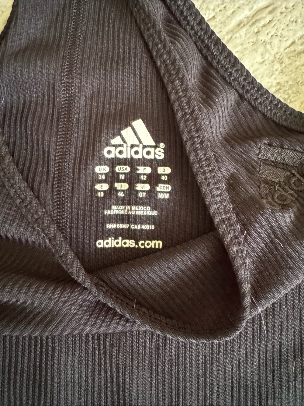 adidas Black Ribbed Racerback Tank - Picture 2 of 3